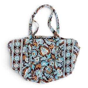 VERA BRADLEY Vintage Java Blue Paisley Large Duffel Weekender Travel Carryon Bag